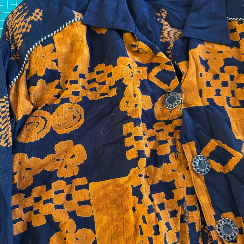 Black And Orange Patterned Button-Up Shacket With… - image 3